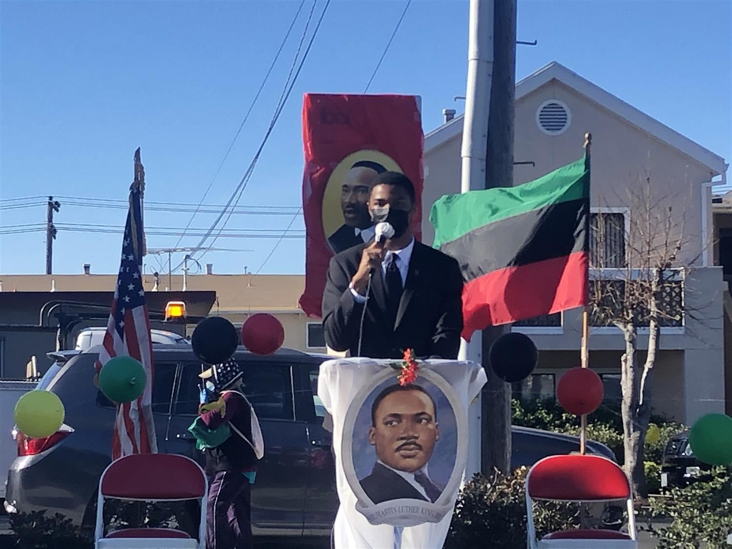 WCCUSD student Caden speaking at the 32nd El Cerrito MLK Celebration 